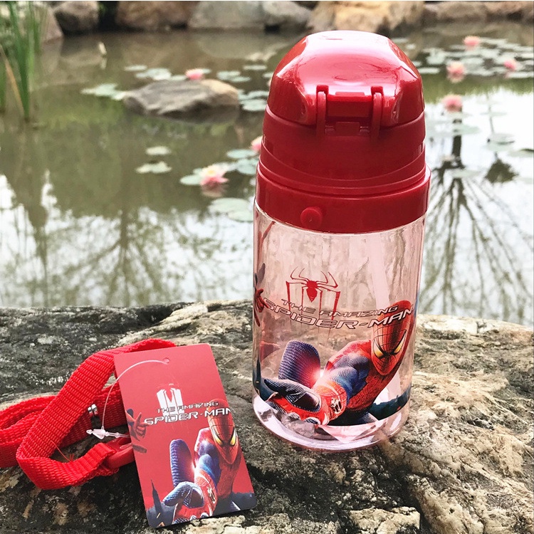 Bình Uống Nước 350Ml Không Mùi Chống Rò Rỉ Họa Tiết Hoạt Hình Có Dây Đeo Dành Cho Trẻ Em