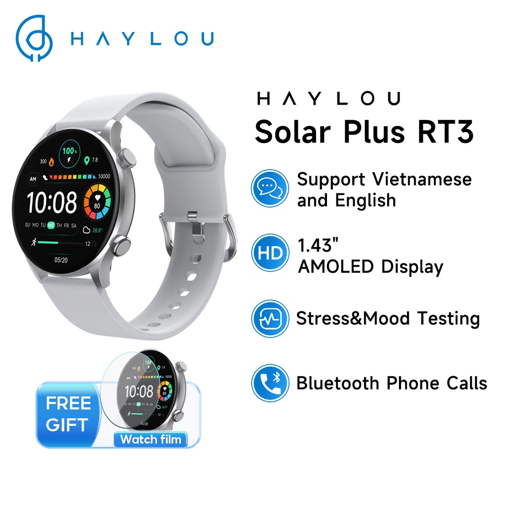 Đồng Hồ Thông Minh Haylou Solar Plus RT3 / Haylou LS16 Màn Hình 1.43 inch AMOLED IP68 Phong Cách Thể Thao Chống Thấm Nước
