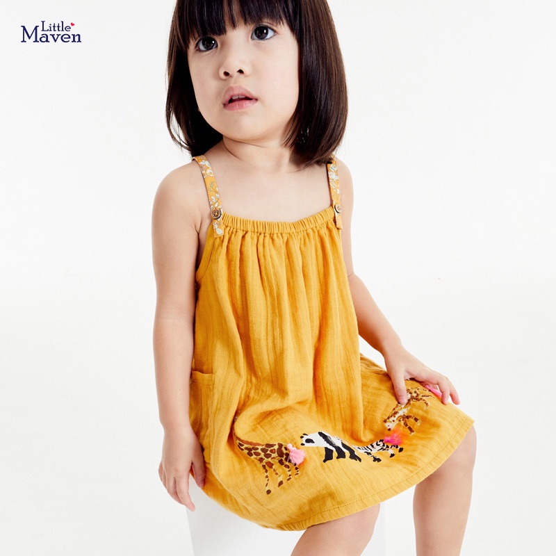 Đầm Cotton Ngắn In Họa Tiết Hoạt Hình Dễ Thương Thời Trang Mùa Hè Cho Bé Gái