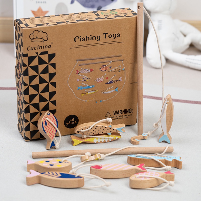 Bộ Đồ Chơi Câu Cá Bằng Gỗ Theo Phương Pháp Montessori Cho Bé 2-3 4 Tuổi