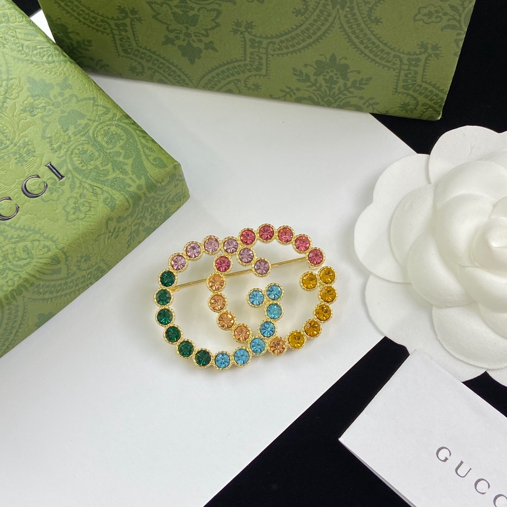 Thương Hiệu Thời Trang G Ghim Cài Áo / Kẹp Tóc Đính Kim Cương Màu Sắc Phiên Bản Thời Trang Mới Lạ Và Thanh Lịch