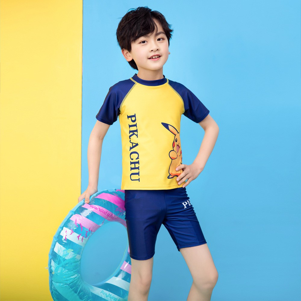 Bộ Đồ Bơi In Hoạt Hình Pikachu Dễ Thương Cho Bé Trai