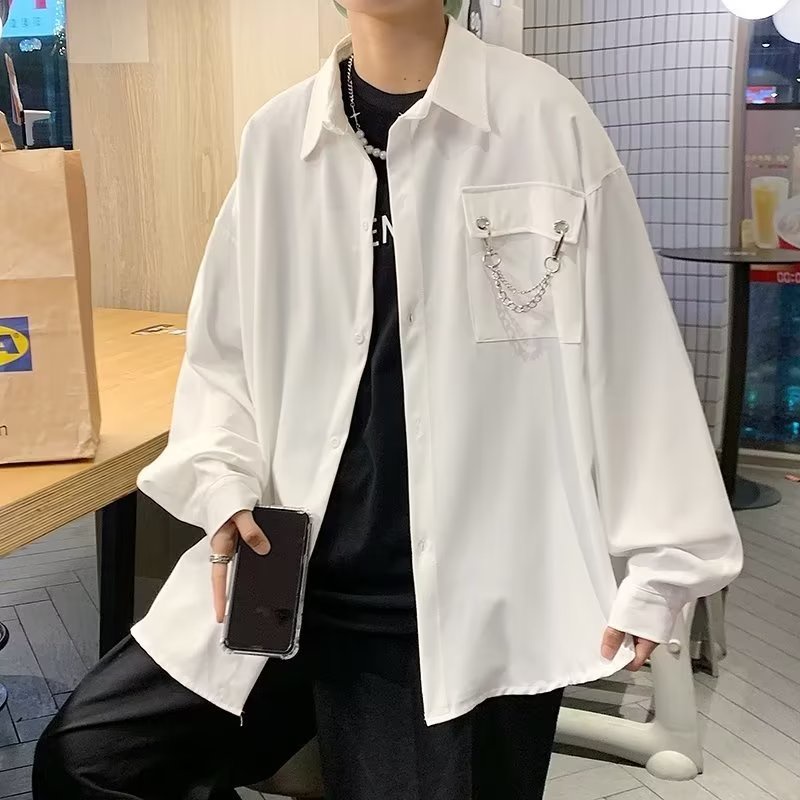 Áo Sơ Mi Dài Tay Phong Cách Hàn Quốc Đơn Giản 3 Màu Tùy Chọn Size M-2XL