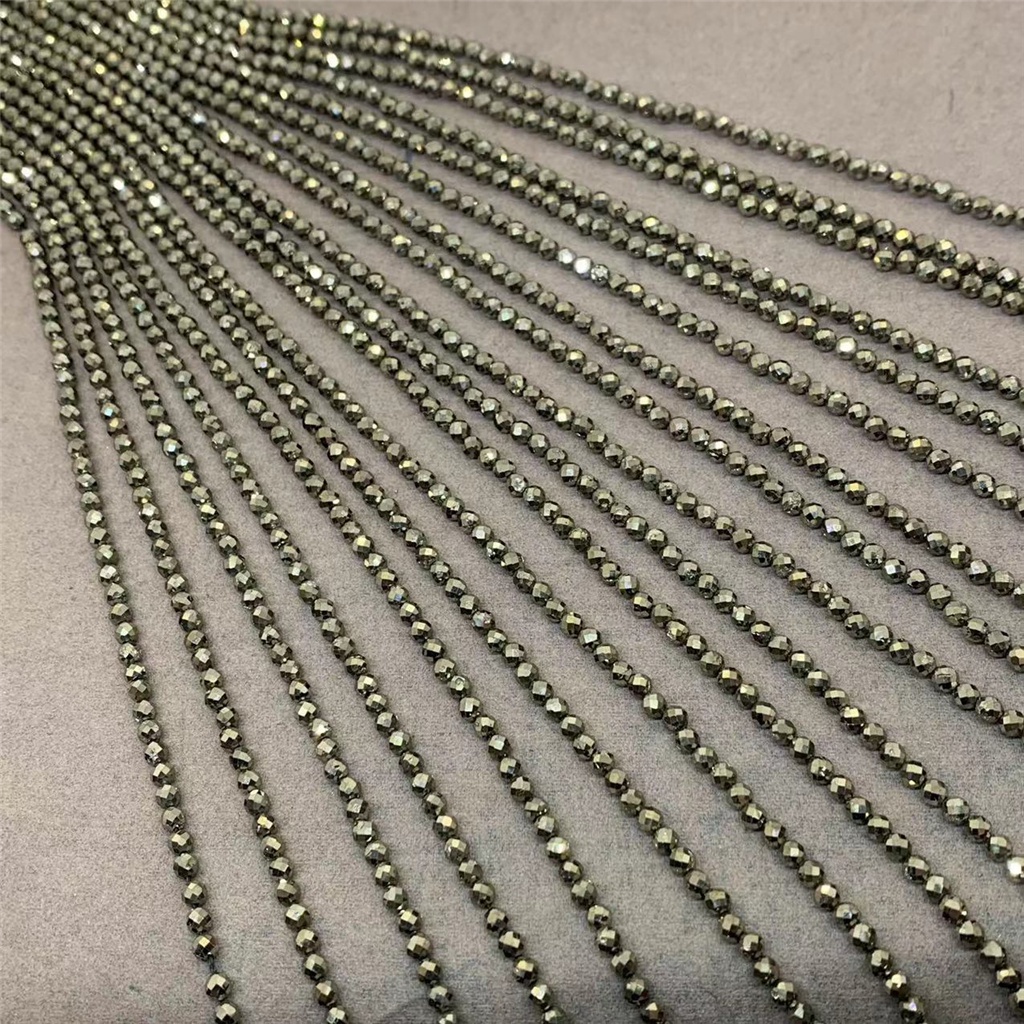 Chuỗi Hạt Đá Pyrite Tự Nhiên 2 / 3 / 4mm
