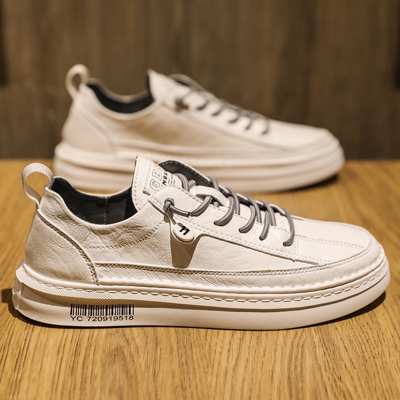 Giày Da pu Đế Bằng Không Thấm Nước Chống Trượt Thời Trang Xuân Thu Cho Nam