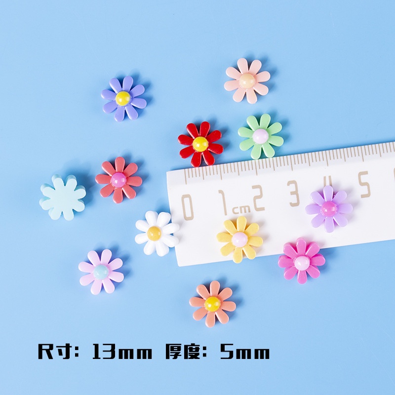 Bông Tai Hình Hoa Năm Cánh Bằng Nhựa Resin 13MM Màu Sáng Đơn Giản Diy