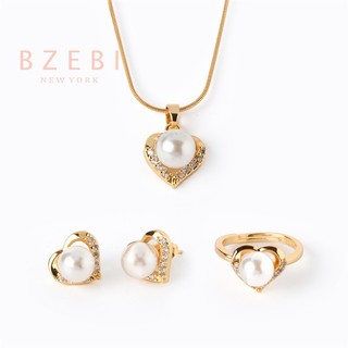 Bộ trang sức gồm vòng cổ / nhẫn / bông tai / nhẫn mạ vàng 18k tùy chỉnh thời trang cho nữ 1151