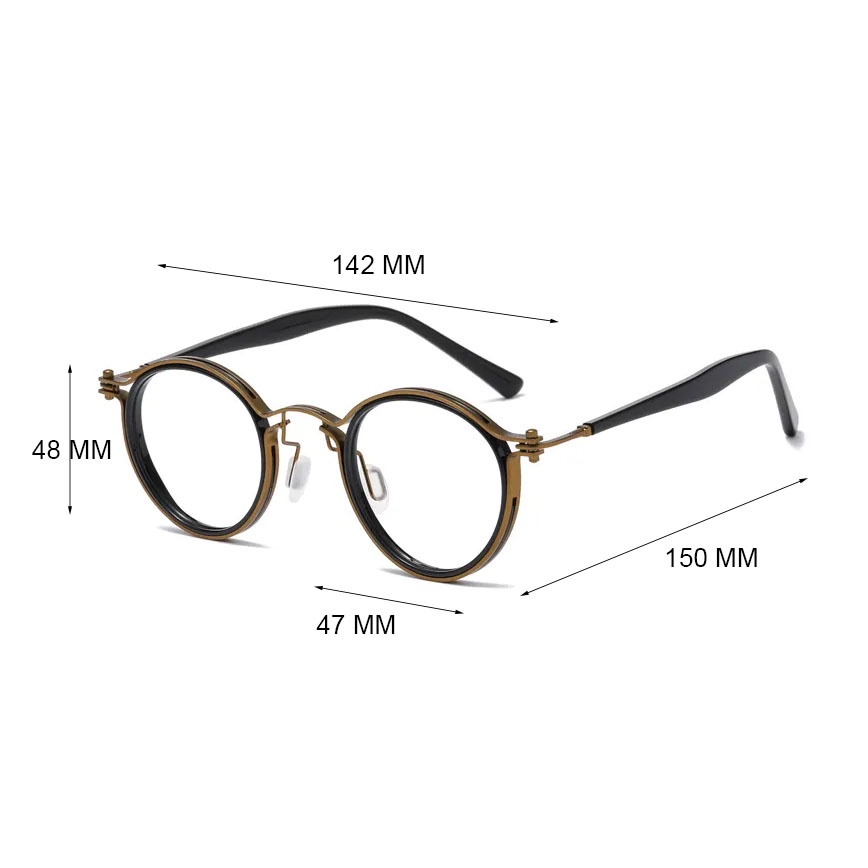 Mắt Kính Gọng Tròn Bằng Titan Phong Cách Vintage Thời Trang Cho Nam Nữ