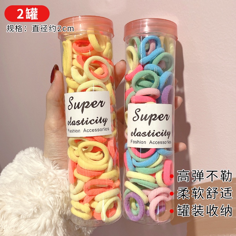 Set 100 Dây Buộc Tóc Co Giãn Phong Cách Hàn Quốc Đơn Giản Cho Nữ Kèm Hộp Đựng