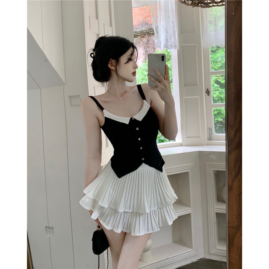 HUANG YOYO Áo Tank Top Dệt Kim Sát Nách Thời Trang Mùa Hè Hàn Quốc Quyến Rũ Cho Nữ