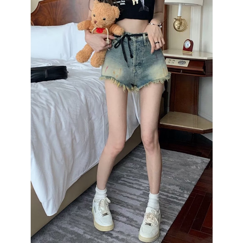 Quần jeans Chữ A Lưng Cao Ống Rộng Thời Trang Mùa Hè Phong Cách Hàn Quốc Cho Nữ