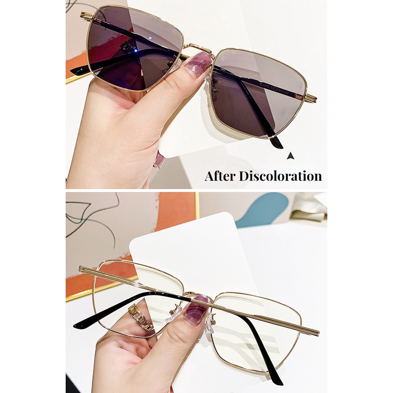 Kính Chống Tia UV Gọng Kim Loại Thay Đổi Màu Sắc Dành Cho Nam