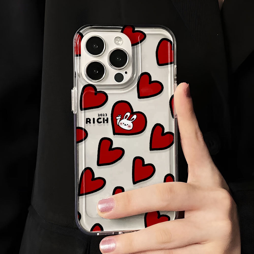 Ốp Điện Thoại Trong Suốt Họa Tiết Trái Tim Cho iphone 14promax 13 12 11 7Plus 7 8 Plus X XR XSMax