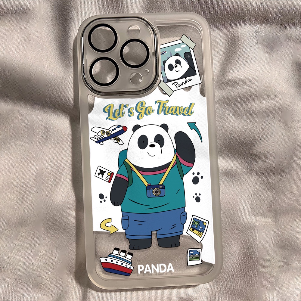 Miếng Dán Bảo Vệ Camera In Hình Gấu Trắng Bằng Kim Loại Cho iphone 14promax 11 13 12 7Plus X XS Max