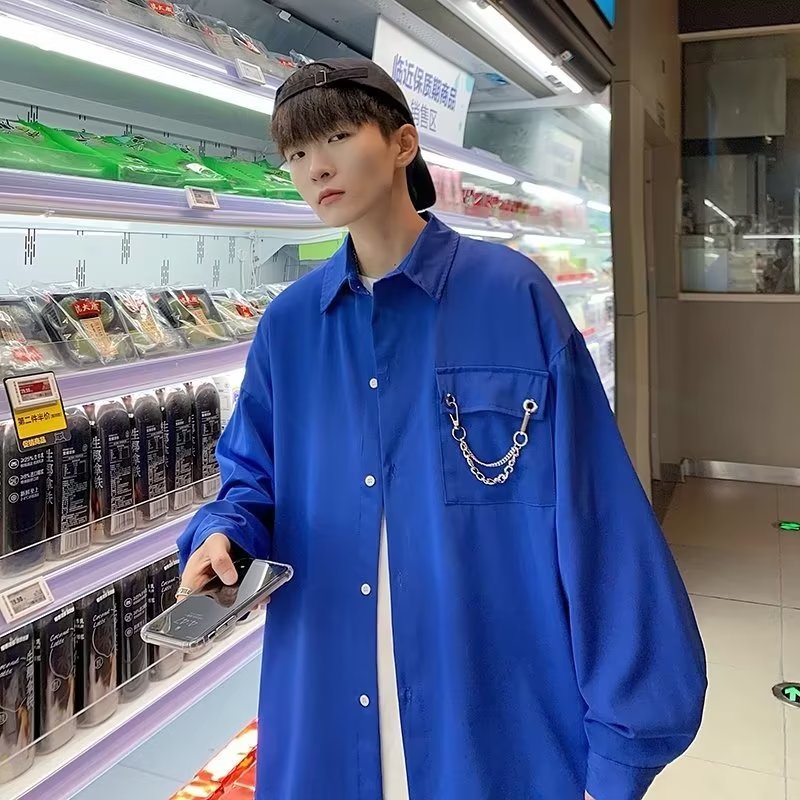 Áo Sơ Mi Dài Tay Phong Cách Hàn Quốc Đơn Giản 3 Màu Tùy Chọn Size M-2XL