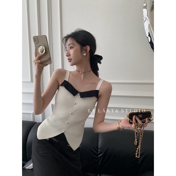 HUANG YOYO Áo Tank Top Dệt Kim Sát Nách Thời Trang Mùa Hè Hàn Quốc Quyến Rũ Cho Nữ