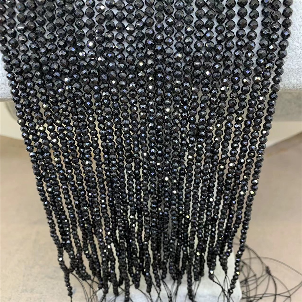 Chuỗi Hạt Đá Đen Tự Nhiên Kích Cỡ Nhỏ 2 / 3 / 4mm Dùng Làm Đồ Trang Sức DIY