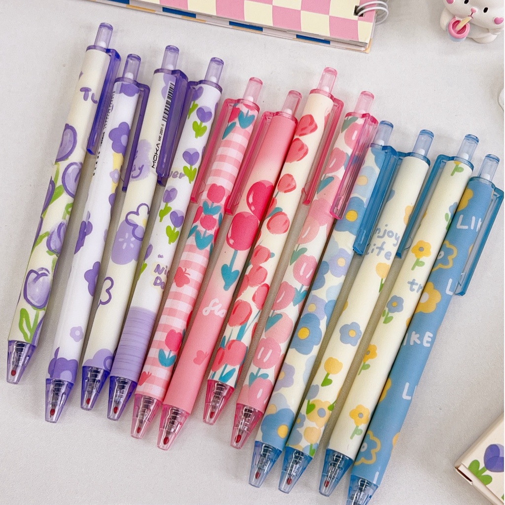 Set 4 Bút Bi Nước Mực Đen Ngòi 0.5mm