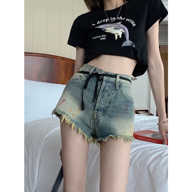 Quần jeans Chữ A Lưng Cao Ống Rộng Thời Trang Mùa Hè Phong Cách Hàn Quốc Cho Nữ