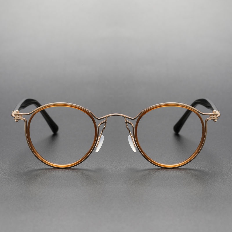 Mắt Kính Gọng Tròn Bằng Titan Phong Cách Vintage Thời Trang Cho Nam Nữ