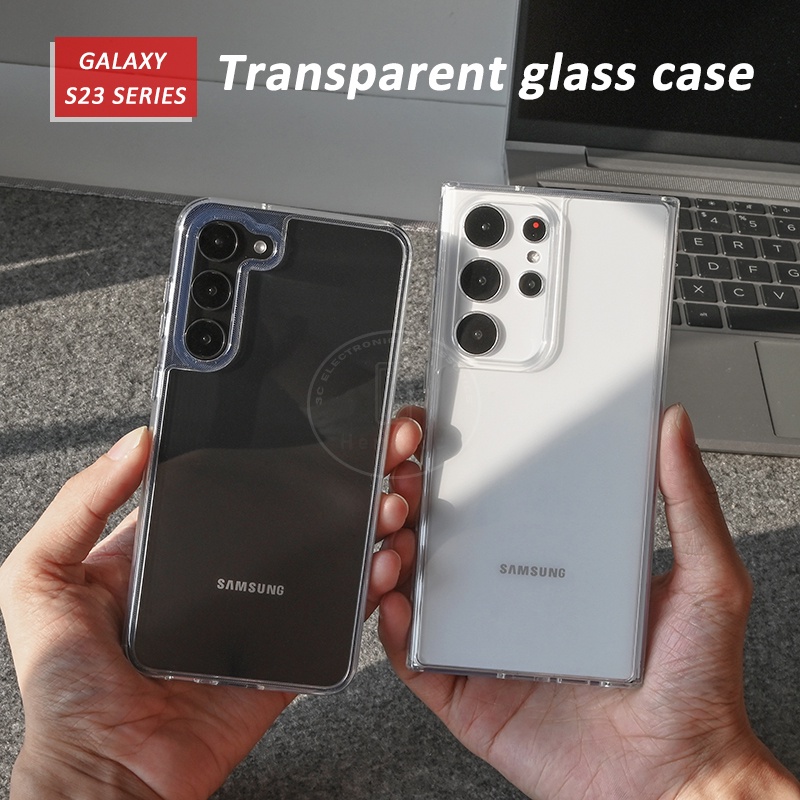 Ốp Điện Thoại Kính Cường Lực Cứng Trong Suốt Cho Samsung Galaxy S23 S23 + S22 S22 + Plus Ultra