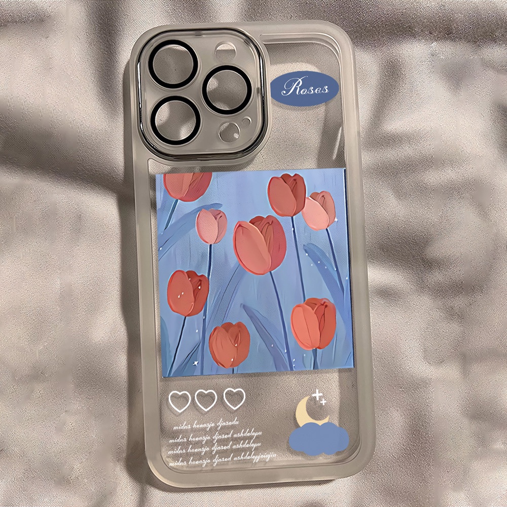 Miếng Dán Bảo Vệ lens Chụp Hình Hoa tulip Bằng Kim Loại Cho iphone 14promax 11 13 12 7Plus X XS Max Ốp