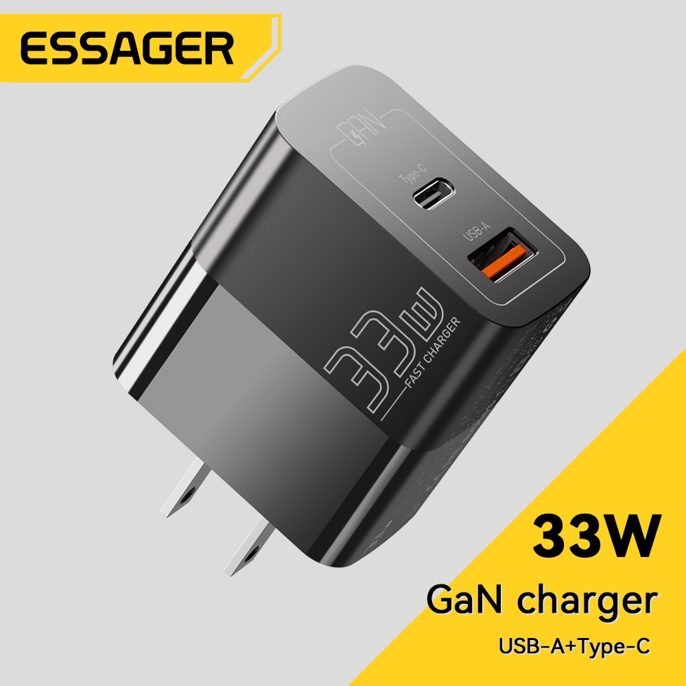 Củ sạc nhanh ESSAGER USB C 33W thích hợp cho iPhone 14 13 12 11 Pro Max XS 8 Plus iPad Pro Air Mini