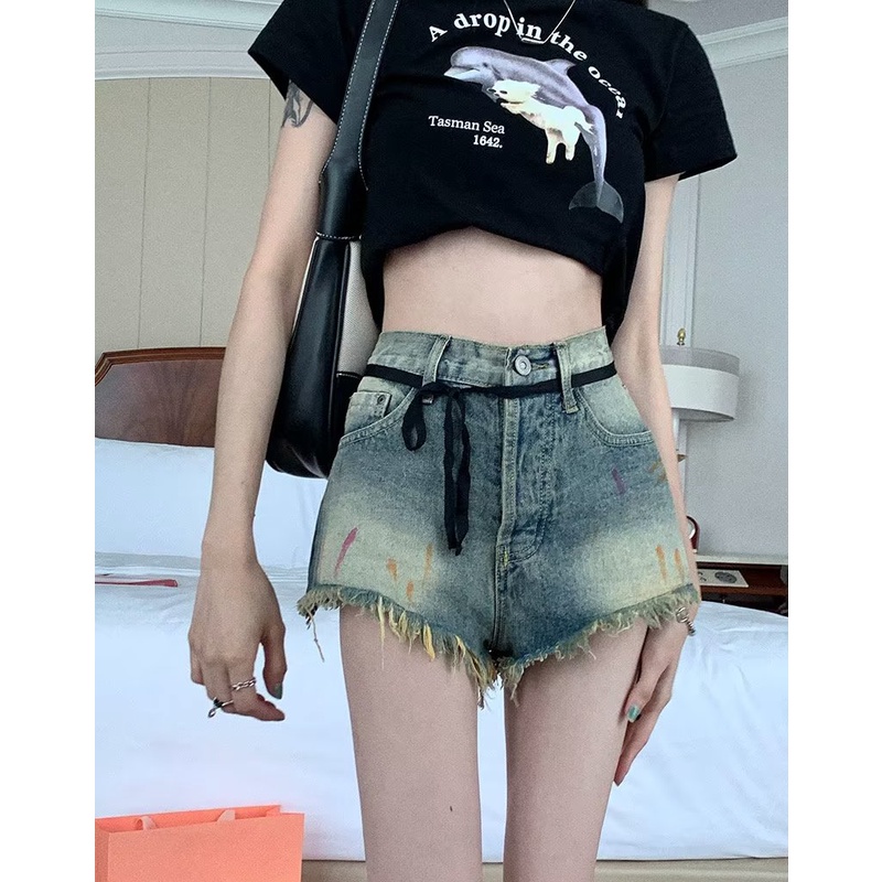 Quần jeans Chữ A Lưng Cao Ống Rộng Thời Trang Mùa Hè Phong Cách Hàn Quốc Cho Nữ