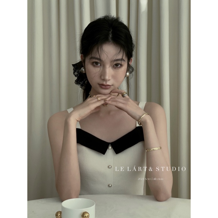 HUANG YOYO Áo Tank Top Dệt Kim Sát Nách Thời Trang Mùa Hè Hàn Quốc Quyến Rũ Cho Nữ