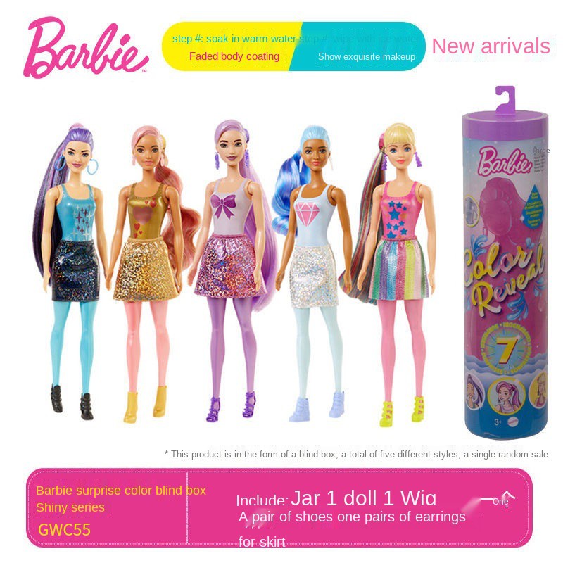 Bộ Đồ Chơi Búp Bê Barbie Thay Đổi Màu Sắc Theo Nhiệt Độ