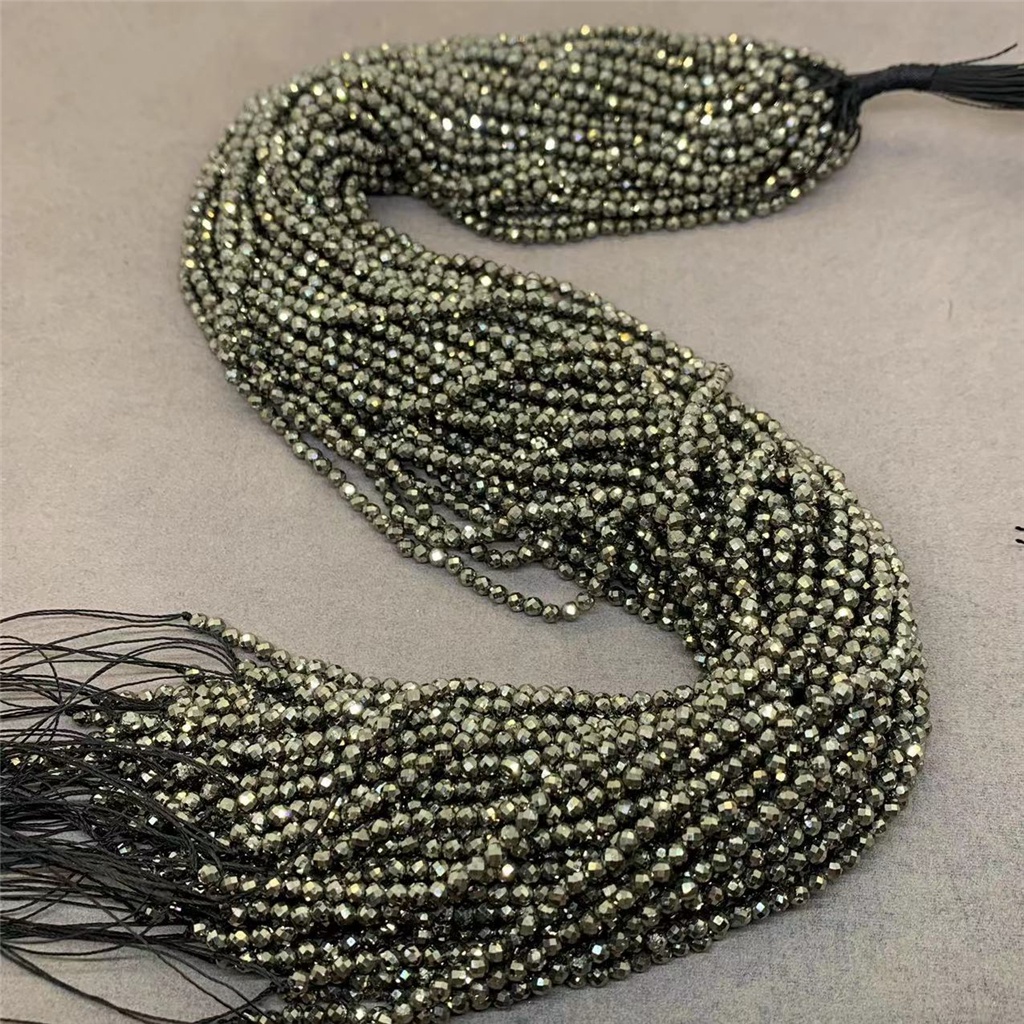 Chuỗi Hạt Đá Pyrite Tự Nhiên 2 / 3 / 4mm