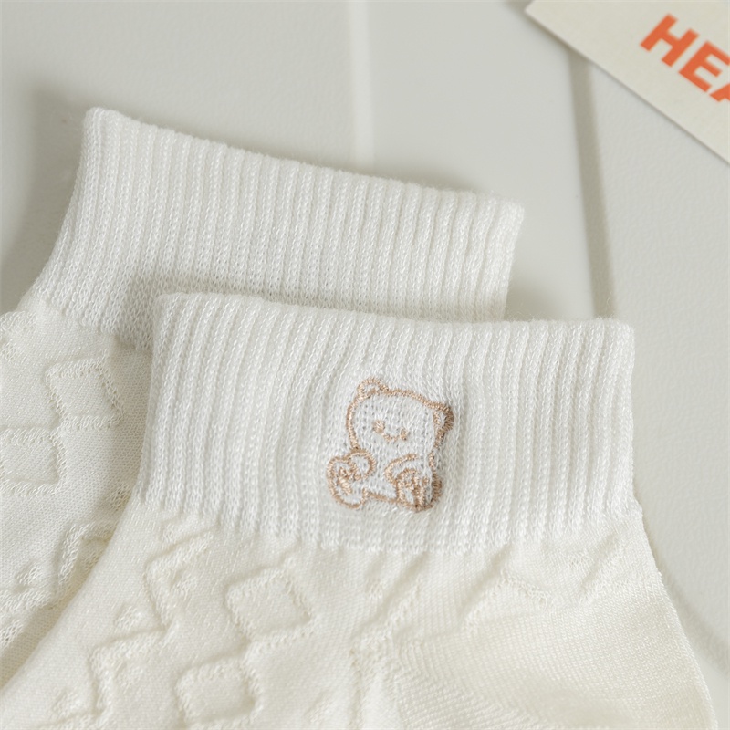 Đôi Vớ Cotton Ngắn Thêu Hình Động Vật Dễ Thương Cho Nữ