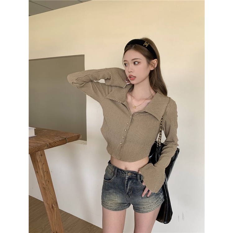 Áo Kiểu Tay Dài Họa Tiết Kẻ Sọc Thời Trang Dành Cho Nữ