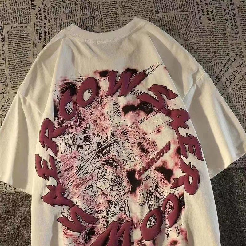 NRVP Áo Thun 100% Cotton Tay Ngắn Dáng Suông In Họa Tiết Hoạt Hình Phong Cách Hàn Quốc Thời Trang Unisex