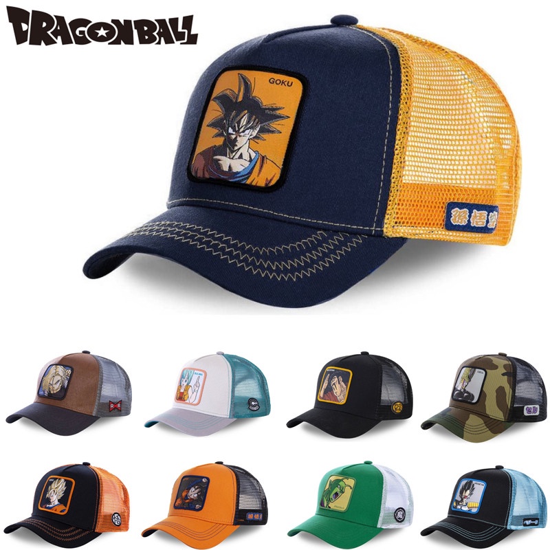Nón Lưỡi Trai Cotton Phối Lưới Họa Tiết Hoạt Hình DRAGON BALL Phong Cách Hip Hop Cho Nam Và Nữ