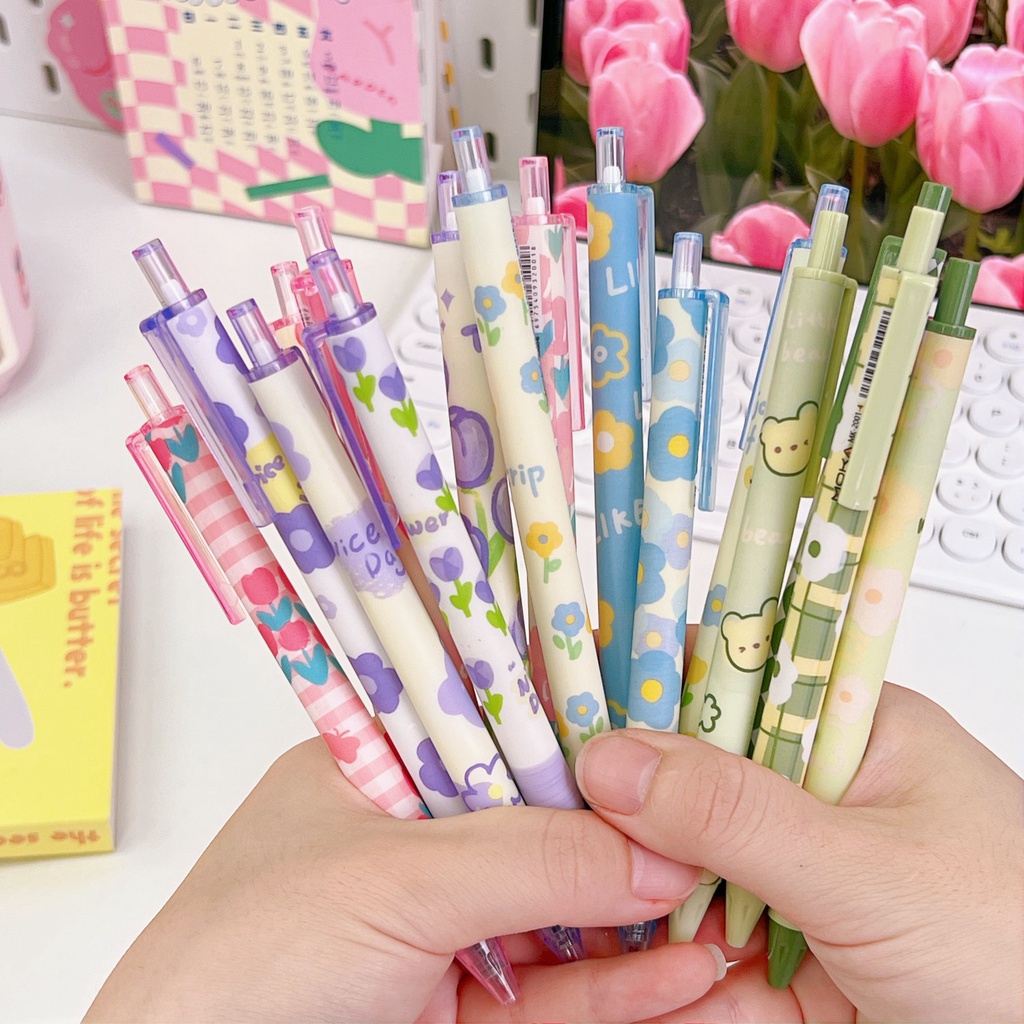 Set 4 Bút Bi Nước Mực Đen Ngòi 0.5mm