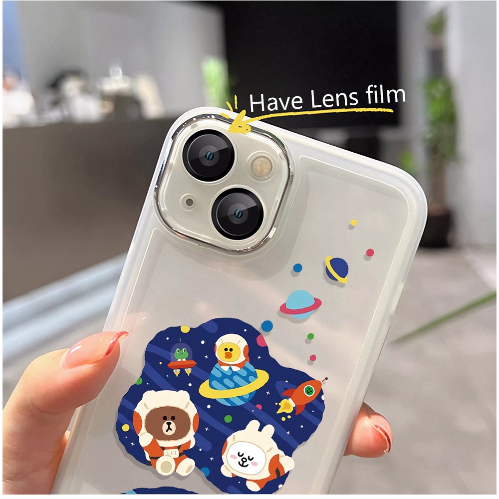 Miếng Dán Bảo Vệ Camera In Hình Gấu Hoạt Hình Bằng Kim Loại Cho iphone 14promax 11 13 12 7Plus X XS Max