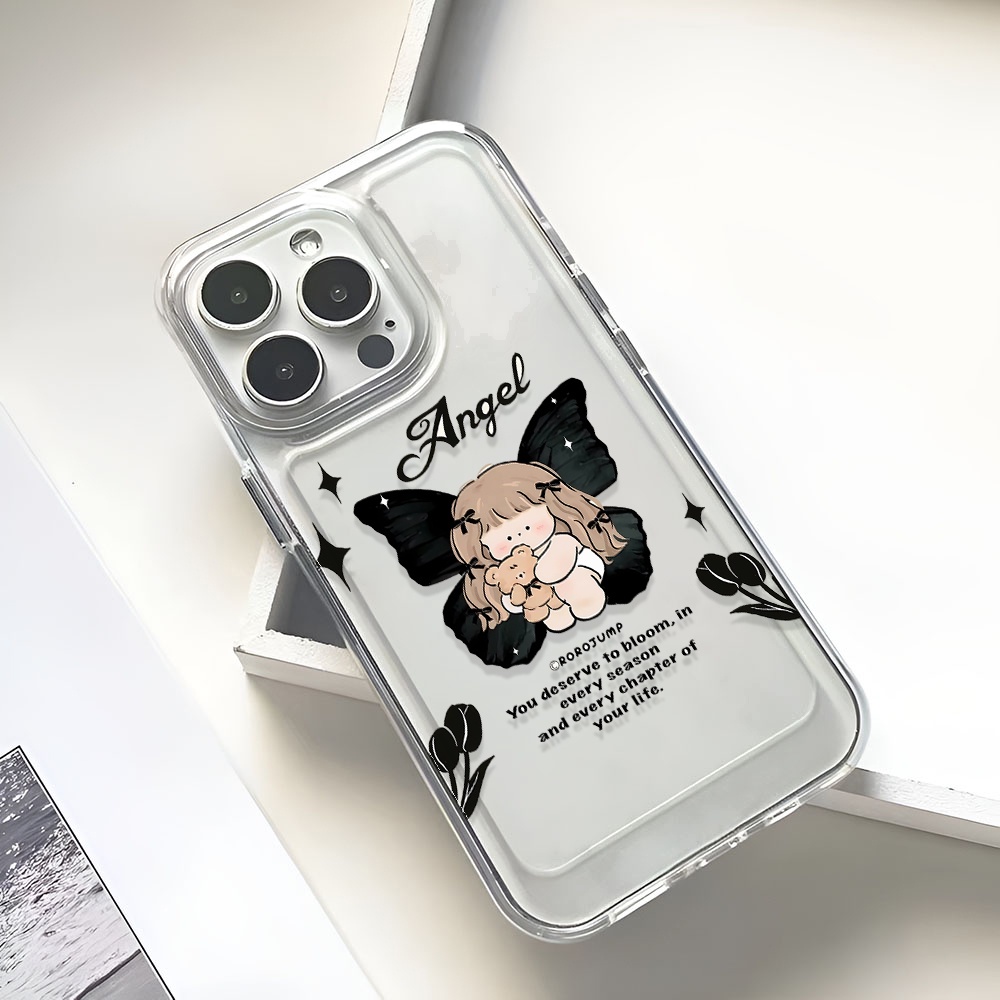 Ốp Điện Thoại Trong Suốt In Hình Gấu Cô Gái Cho iphone 14promax 13 12 11 7Plus 7 8 Plus X XR XSMax