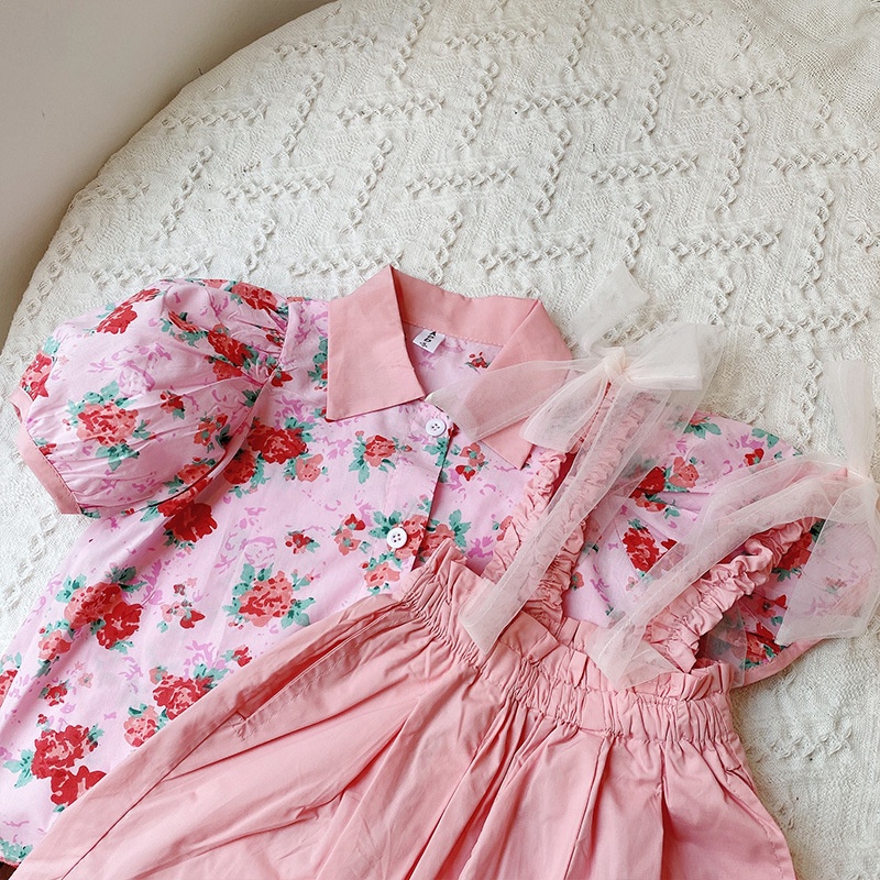 Bộ Áo In Hoa + Quần Ngắn Dễ Thương Dành Cho Bé Gái 1-6 Tuổi