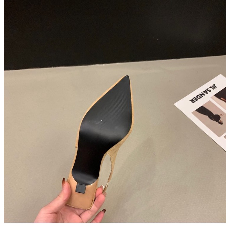 Giày Cao Gót Mũi Nhọn Phối Dây Sau Lưng Phong Cách Quyến Rũ