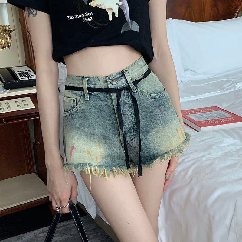 Quần jeans Chữ A Lưng Cao Ống Rộng Thời Trang Mùa Hè Phong Cách Hàn Quốc Cho Nữ