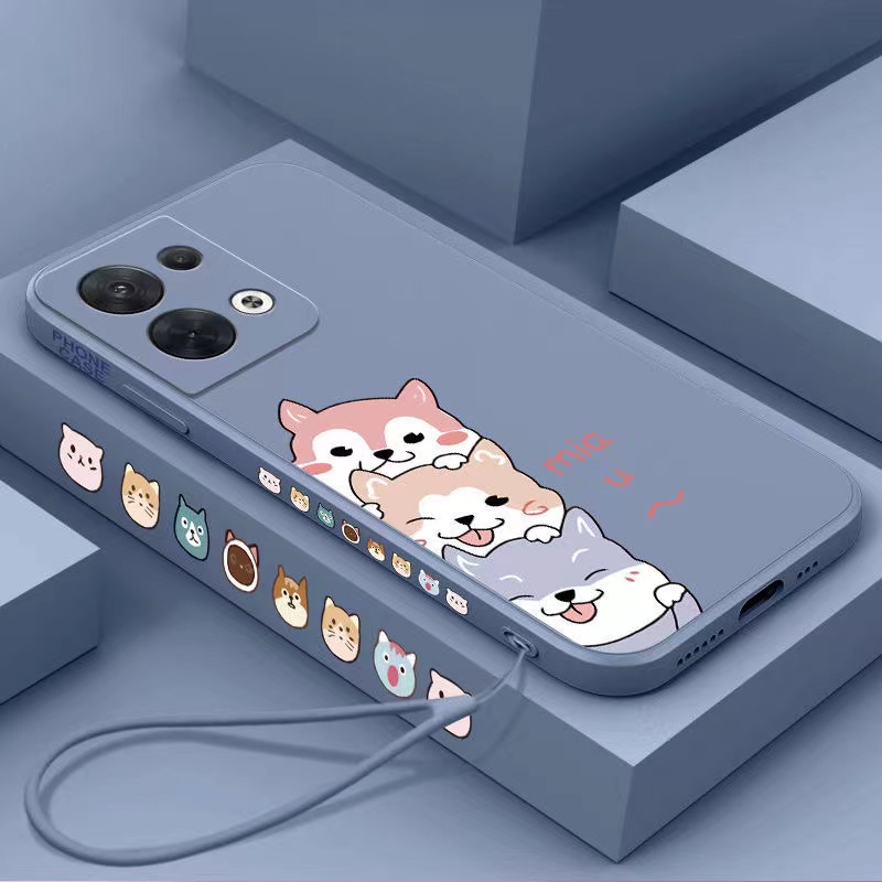 Ốp lưng OPPO Reno 7 4G A57 5G A77 5G Reno 8 5G Reno 8 Pro 5G A57 4G 2022 Reno 7Z 5G A17 A17K Vỏ điện thoại di động được mạ điện thẳng 90 ° Anime Shiba Inu