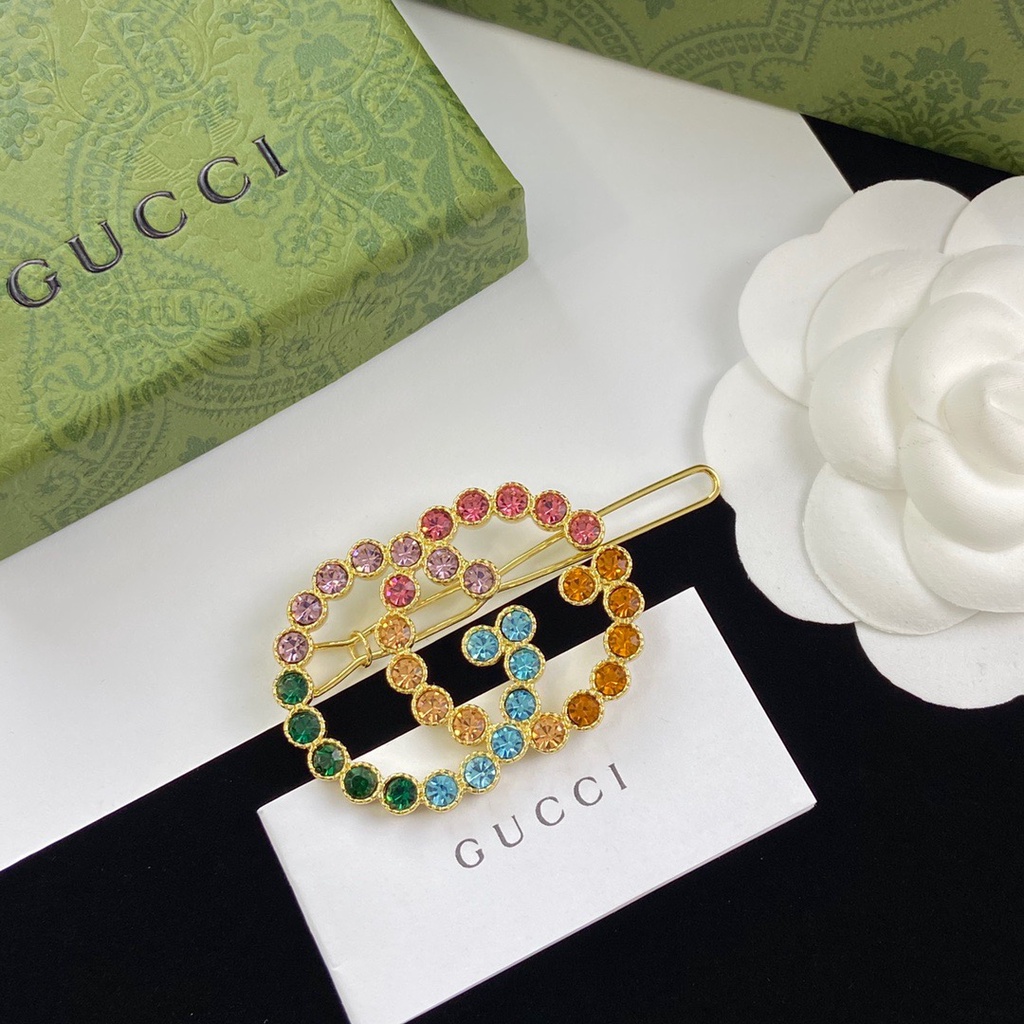 Thương Hiệu Thời Trang G Ghim Cài Áo / Kẹp Tóc Đính Kim Cương Màu Sắc Phiên Bản Thời Trang Mới Lạ Và Thanh Lịch