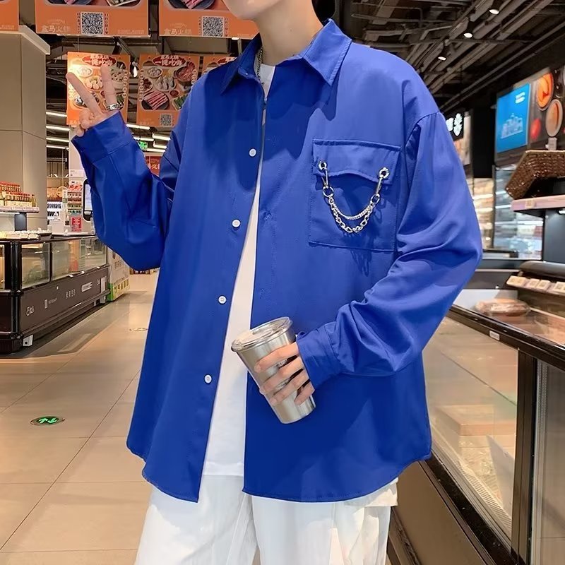 Áo Sơ Mi Dài Tay Phong Cách Hàn Quốc Đơn Giản 3 Màu Tùy Chọn Size M-2XL