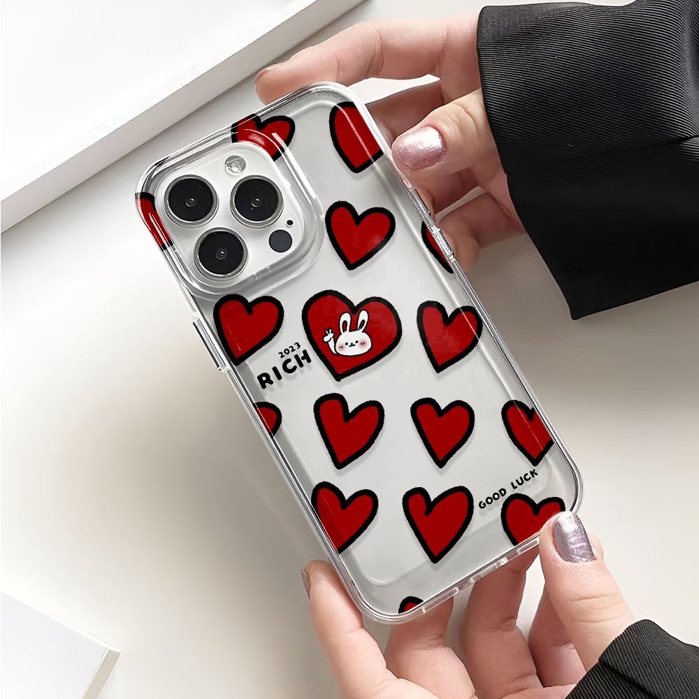 Ốp Điện Thoại Trong Suốt Họa Tiết Trái Tim Cho iphone 14promax 13 12 11 7Plus 7 8 Plus X XR XSMax