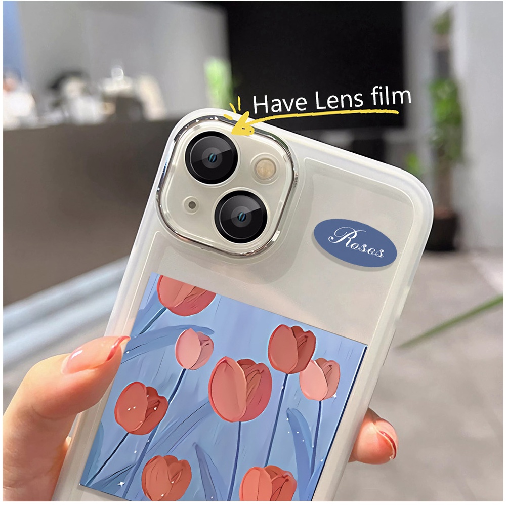 Miếng Dán Bảo Vệ lens Chụp Hình Hoa tulip Bằng Kim Loại Cho iphone 14promax 11 13 12 7Plus X XS Max Ốp