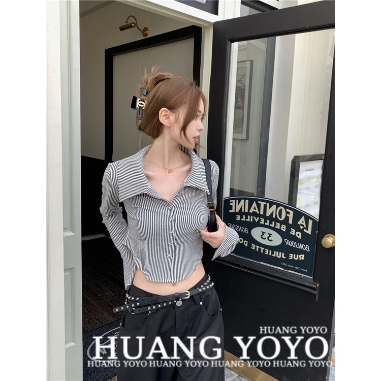 Áo Kiểu Tay Dài Họa Tiết Kẻ Sọc Thời Trang Dành Cho Nữ