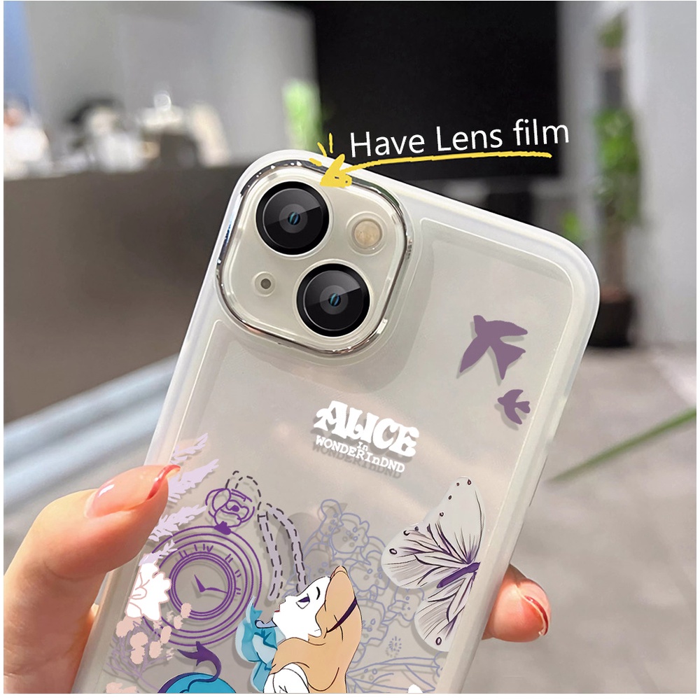 Miếng Dán Bảo Vệ Ống Kính Máy Ảnh In Hình Công Chúa Alice Đáng Yêu Bằng Kim Loại Cho iphone 14promax 11 13 12 7Plus X