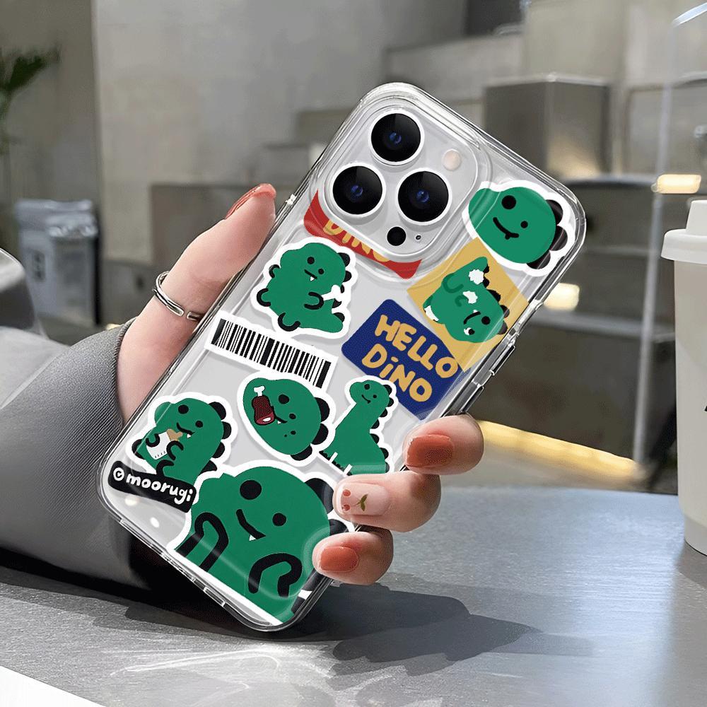 Ốp Điện Thoại Tpu Trong Suốt Hình Khủng Long Màu Xanh Lá Cho iphone 14promax 13 12 11 7Plus 7 8 X XR XSMax