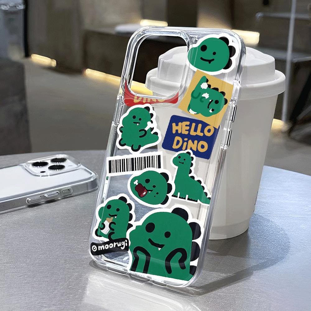 Ốp Điện Thoại Tpu Trong Suốt Hình Khủng Long Màu Xanh Lá Cho iphone 14promax 13 12 11 7Plus 7 8 X XR XSMax